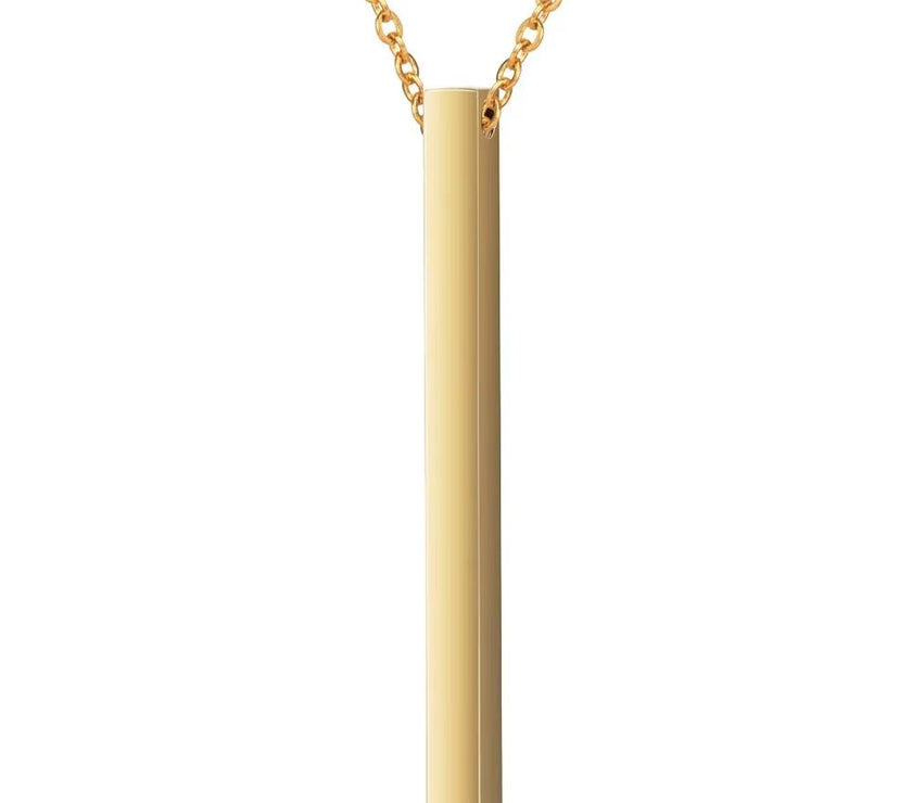 Women's Customized Personality Engrave Coordinates Name Stainless Steel Bar Necklace Pendant Men Women Valentines Day Gift for Lovers