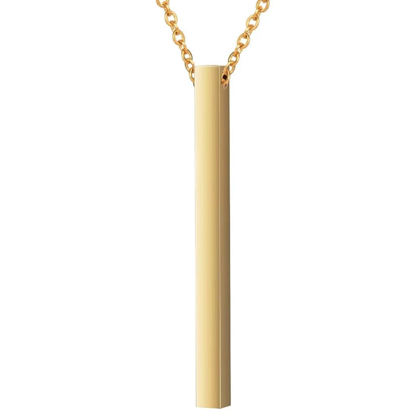 Women's Customized Personality Engrave Coordinates Name Stainless Steel Bar Necklace Pendant Men Women Valentines Day Gift for Lovers