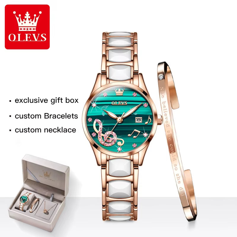 Watches for Ladies Watch Ceramic Stainless Steel Luxury Waterproof Watch Rose Gold Women'S Watches Trend Reloj Mujer