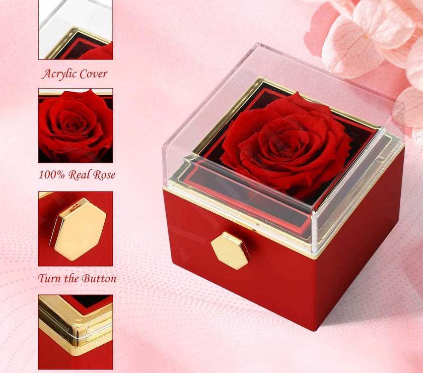 Custom Double Heart Engraved Name Steel Necklace Eternal Rose Box for Women Creative Surprise Confession Proposal Gifts