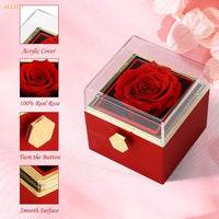 Custom Double Heart Engraved Name Steel Necklace Eternal Rose Box for Women Creative Surprise Confession Proposal Gifts