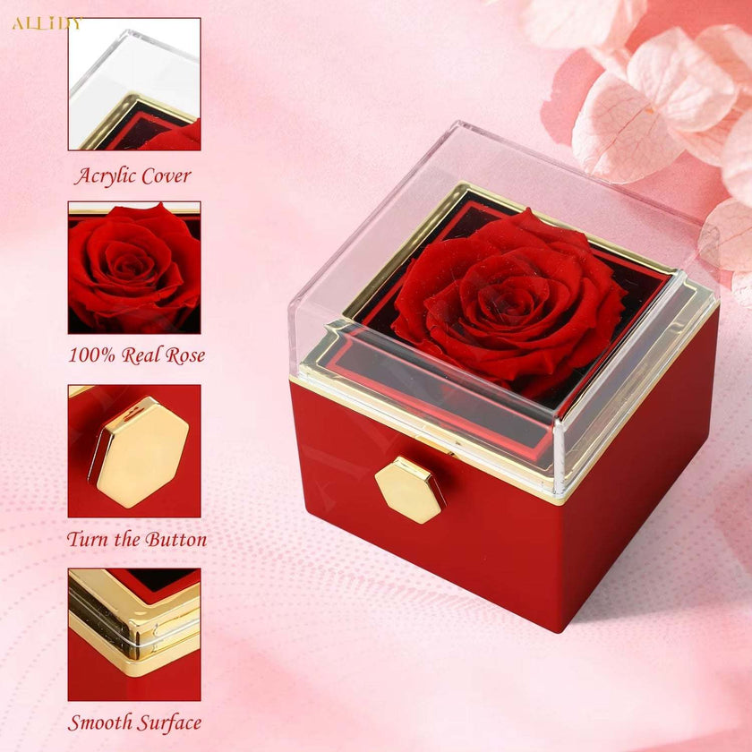 Custom Double Heart Engraved Name Steel Necklace Eternal Rose Box for Women Creative Surprise Confession Proposal Gifts