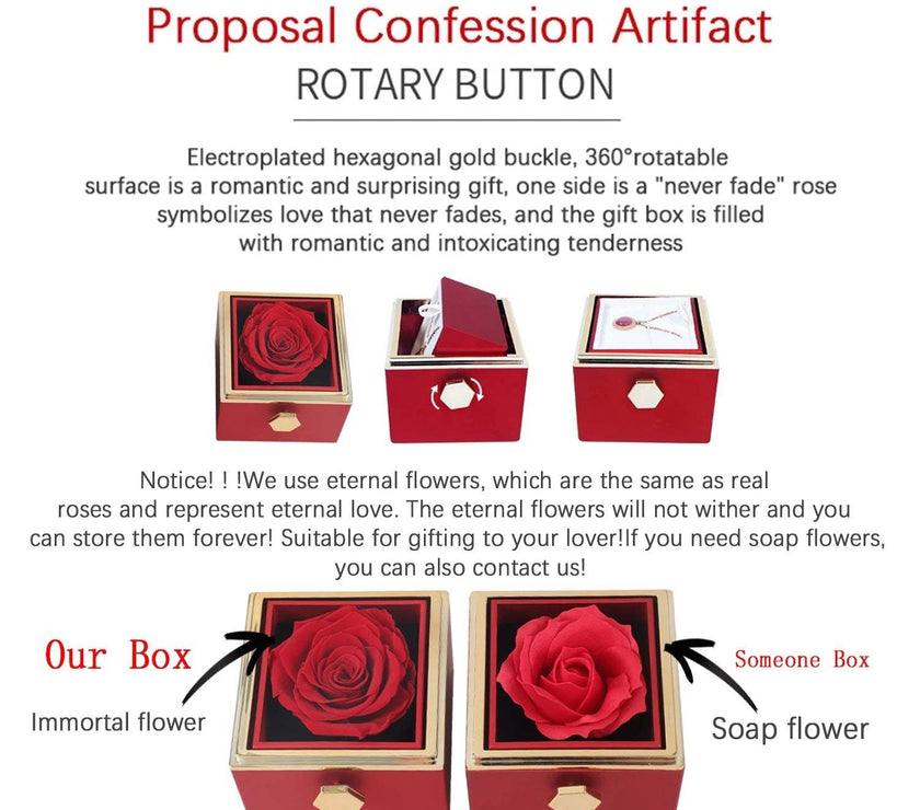 Twisted ETERNAL ROSE Box-Customized Name Necklace & REALROSE Flower Gift Box Heart Customize Jewelry Valentine'S Day Gift for Girlfriend