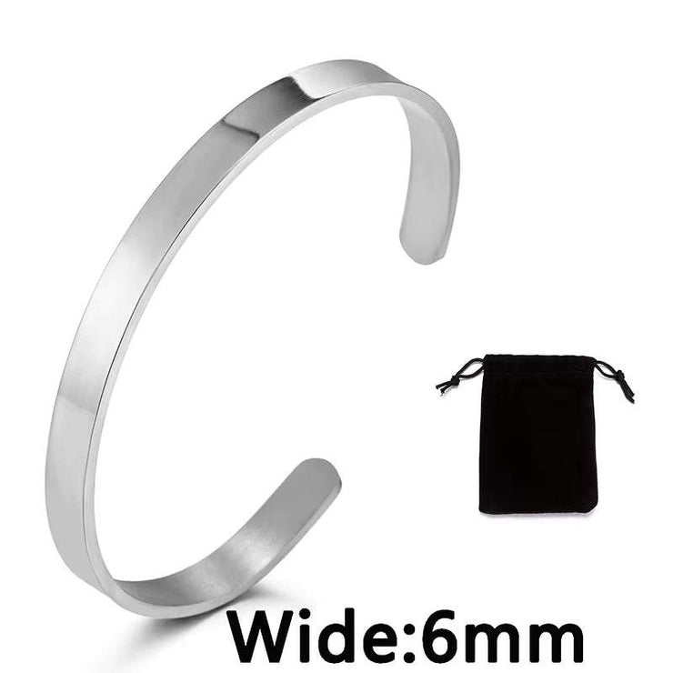 Stainless Steel Pearsonalized Bracelet Name Character Letter Engraved Custom Cuff Bangle Women Men Fashion Jewelry Dropshipping