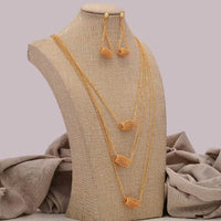 Fashion New Gold Color Wedding Jewelry Set Party Bride Women with Earrings Necklace
