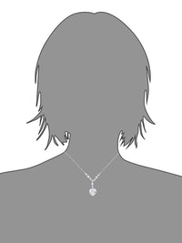 18-inch chain- Women'S Silver Plated Cubic Zirconia Heart Pendant Necklace, 18"