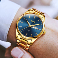 OLEVS Men Watches Waterproof Stainless Steel Quartz Male Wristwatch Men Gold Watch Fashion Luminous Luxury Watches for Men