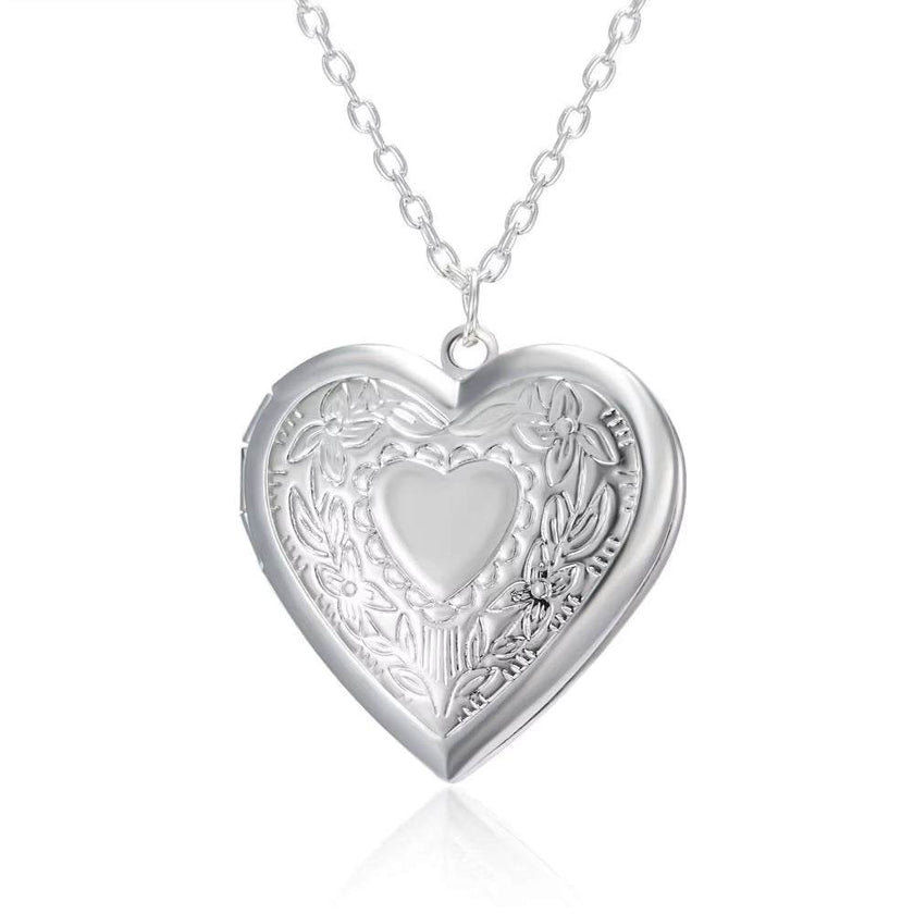 Love Heart Secret Message Locket Necklace Pendant DIY Photo Picture Locket Vintage Gift for Lover Couples Custom Message