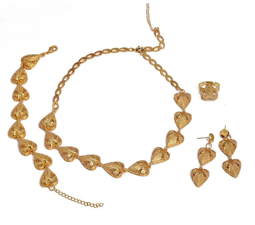 Indian Chokers Wedding Chain Jewelry Sets Gold Color Earrings for Women African/Dubai/Arab Wedding/Party Wife Gifts