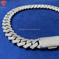 Custom Fine Jewelry Mens Iced Out Moissanite 18MM Cuban Necklace Hip Hop 4 Rows Diamonds Bling 925 Silver Cuban Link Chain