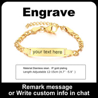 Personalize Name Bracelet for Baby Boy Girl Figaro Chain Smooth Bangle Link Gold Tone No Fade Safty Jewelry 12Cm to 15Cm