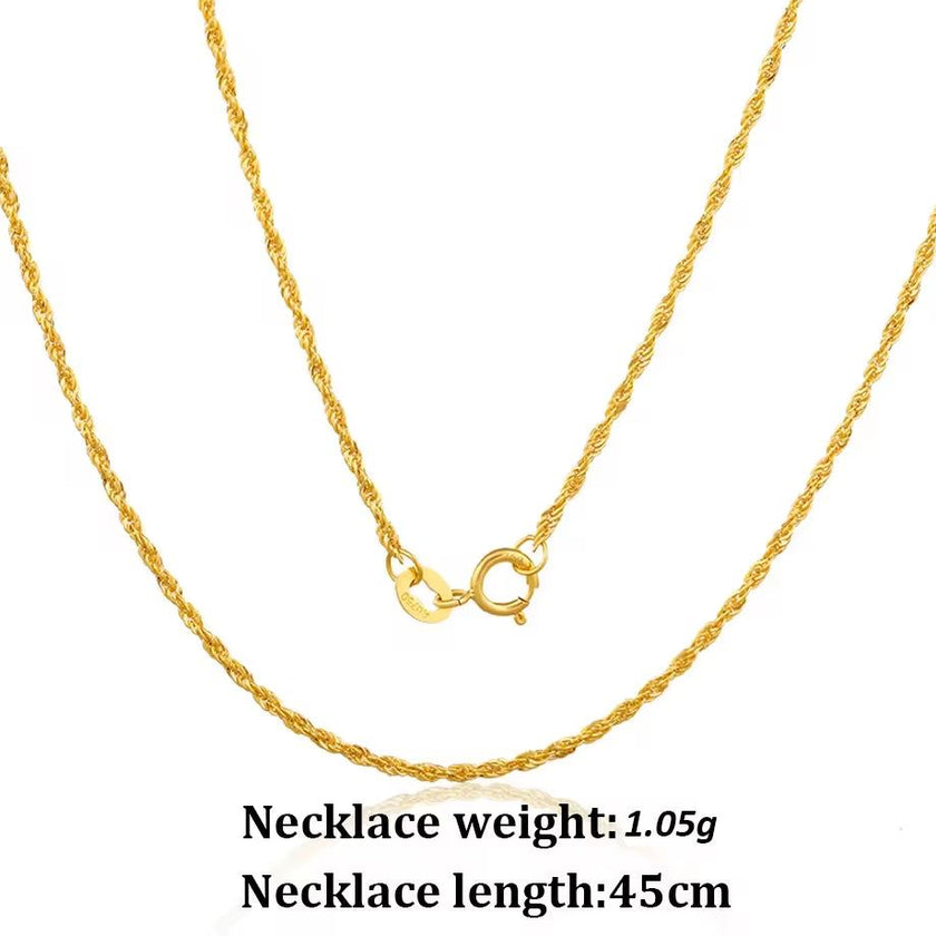 YUNLI Real 18K Gold Twisted Chain Necklace Simple Style Pure AU750 Hemp Rope Chain for Women Fine Jewelry Gifts