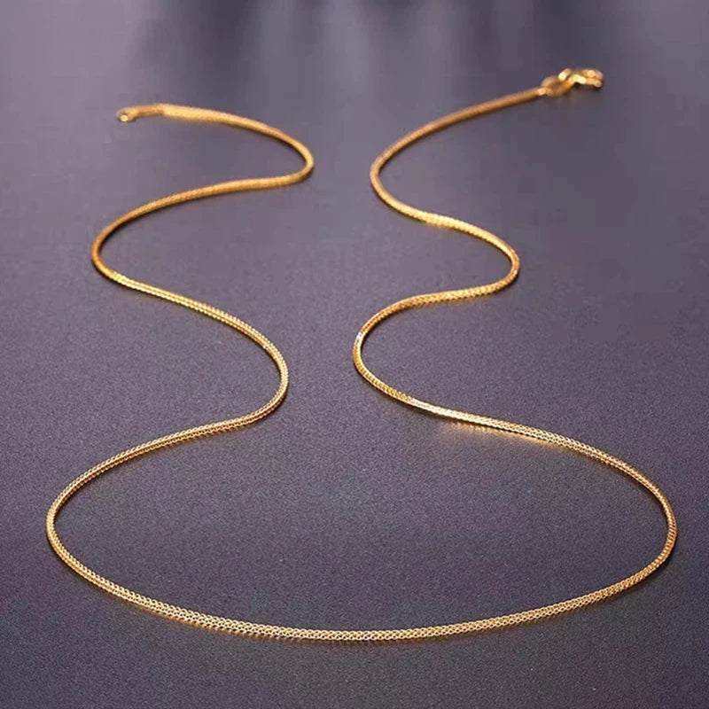 YUNLI Real 18K Gold Necklace Match Pendant Chain Solid AU750 Chopin Chain for Women Fine Jewelry Wedding Gift
