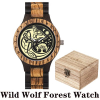 Viking Watches  Wooden Men Watch Top Japanese Quartz Movement Wristwatch with Helm of Awe Runic Circle Fashion Gift Box