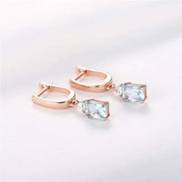 Real 925 Sterling Silver Jewelry Sets for Women Sky Blue Topaz Gemstone Wedding Delicate Gifts Fine Jewelry Rose Gold Plating