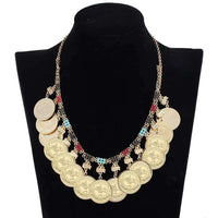 Fashion Color Austrian Crystal Golden Oman Coin Allah Tassel Women Charm Necklaces Muslim Party Wedding Luxury Jewelry Gift