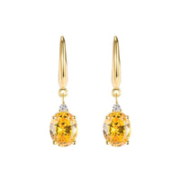 14K Yellow Gold Jewerly Drop Earring for Women Orecchini Aretes De Mujer Real Gold Jewelry Topaz Gemstone Drop Earrings