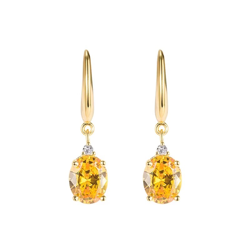 14K Yellow Gold Jewerly Drop Earring for Women Orecchini Aretes De Mujer Real Gold Jewelry Topaz Gemstone Drop Earrings