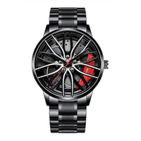 Car Watches for Men Waterproof Stainless Steel Quartz Wrist Watch Sports Men'S Watches with Car Wheel Rim Hub Design