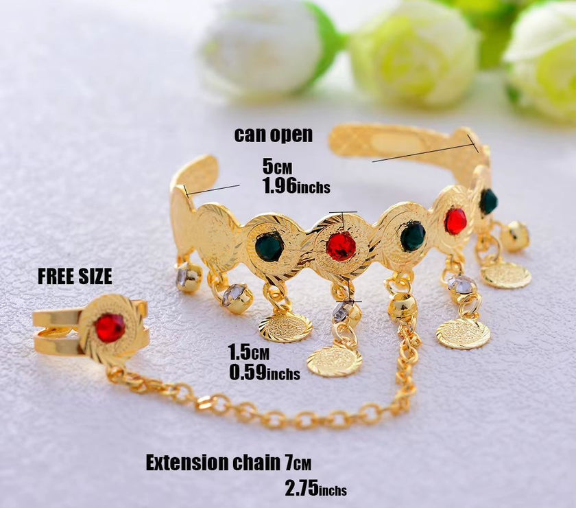 Gold Color Coin Banglesfor Girl Baby Bracelet Islam Muslim Arabic Currency Money Gold Bracelets Bangle Jewelry Birthday Gift