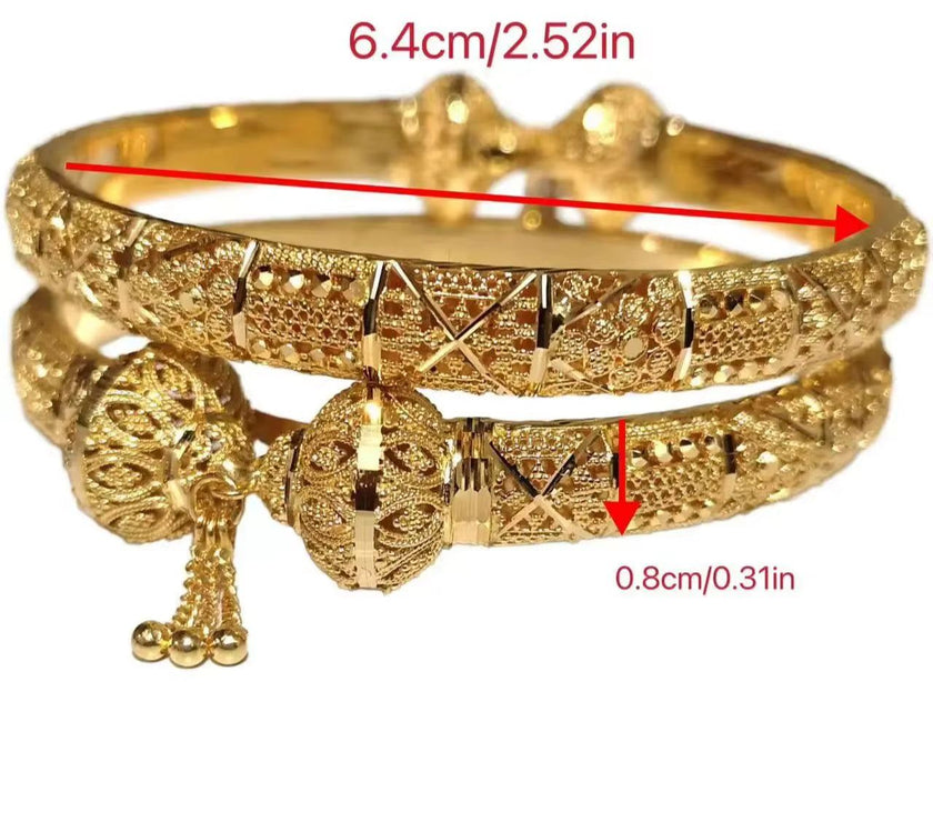 Dubai Real Gold 24K Plated Bracelet for Women Luxury Designer Copper Man Bangles Indian New Hand Jewelry Accessories Gifts 2024