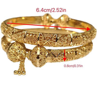 Dubai Real Gold 24K Plated Bracelet for Women Luxury Designer Copper Man Bangles Indian New Hand Jewelry Accessories Gifts 2024