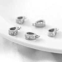 Brass Micro Pave Cubic Zirconia Pendant Bails Pinch Clips Necklace Connector Jewelry Components Metal Hook Accessories Findiuan