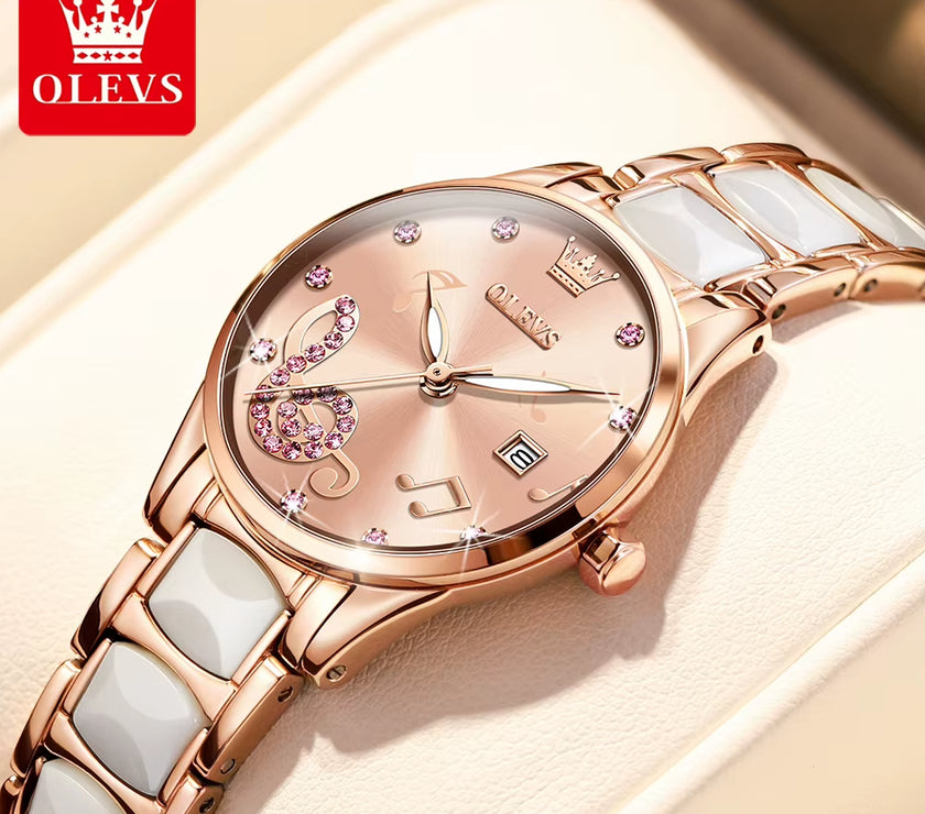 Watches for Ladies Watch Ceramic Stainless Steel Luxury Waterproof Watch Rose Gold Women'S Watches Trend Reloj Mujer