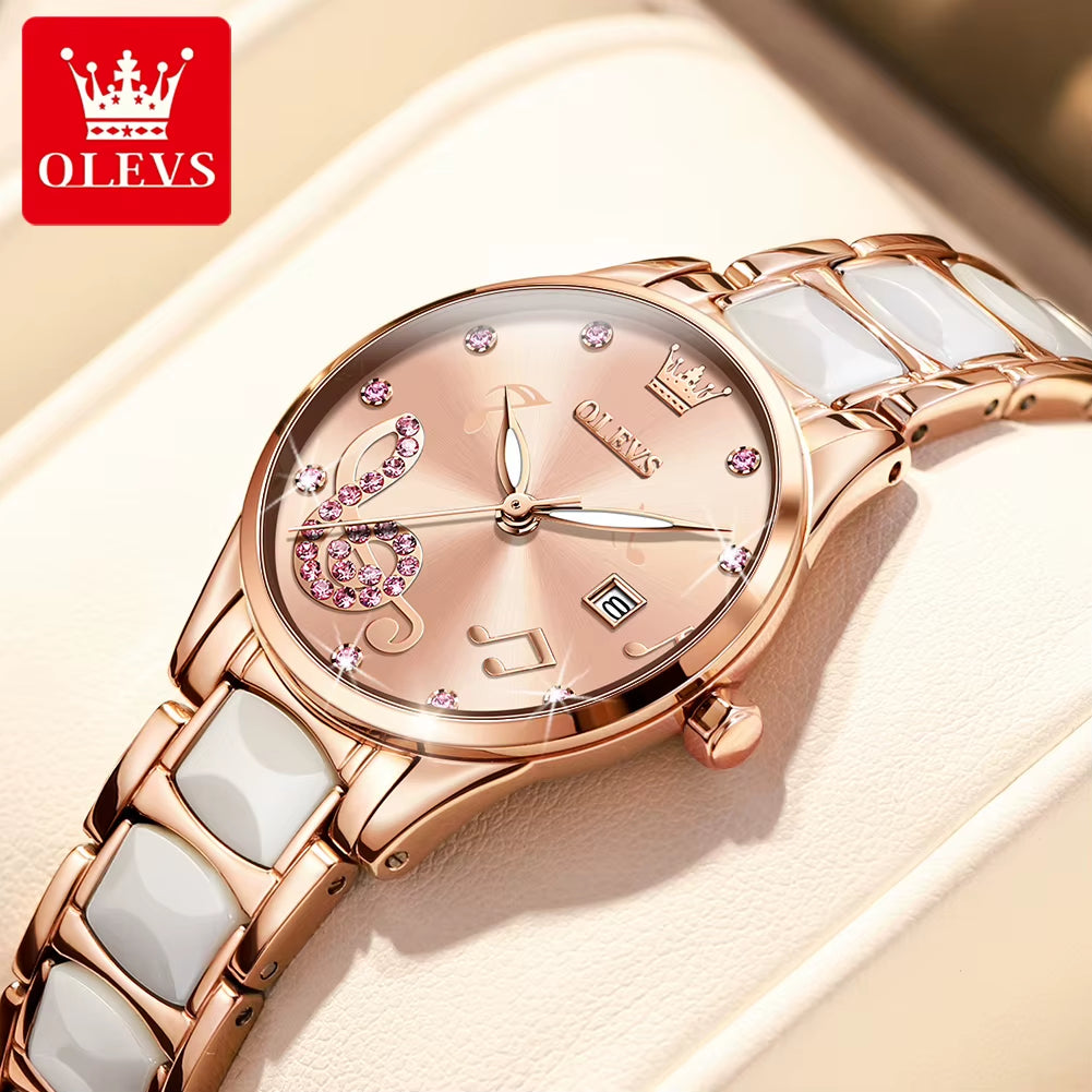 Watches for Ladies Watch Ceramic Stainless Steel Luxury Waterproof Watch Rose Gold Women'S Watches Trend Reloj Mujer