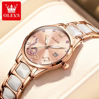 Watches for Ladies Watch Ceramic Stainless Steel Luxury Waterproof Watch Rose Gold Women'S Watches Trend Reloj Mujer