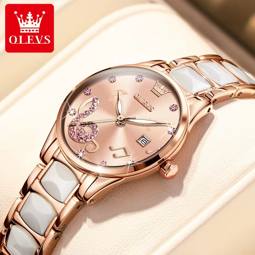 Watches for Ladies Watch Ceramic Stainless Steel Luxury Waterproof Watch Rose Gold Women'S Watches Trend Reloj Mujer