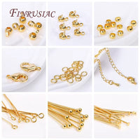 Supplies for Jewelry Wholesale 18K Gold Plated Lobster Clasp with Extension Chain,Ball Head Pin,Crimp Beads,Bead Tips,Jump Ring