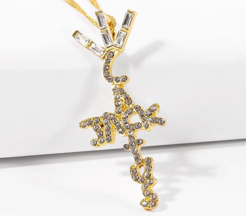 Travis Scott Product Brand Cactus Jack Shape Pendant Necklace Ice Crystal Cubic Zirconia Pendant Hip Hop Jewelry Gift