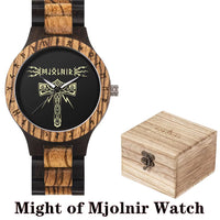 Viking Watches  Wooden Men Watch Top Japanese Quartz Movement Wristwatch with Helm of Awe Runic Circle Fashion Gift Box