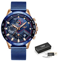 2022 New LIGE Fashion Mens Watches Stainless Steel Top Brand Luxury Sport Chronograph Quartz Withwatch for Men Relogio Masculino