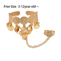 Gold Color Copper Coin Baby Bangles for Kids Cild Dubai Israel Jewelry Gold Cuffbracelet Ring Boys Children Arab Birthday Gifts