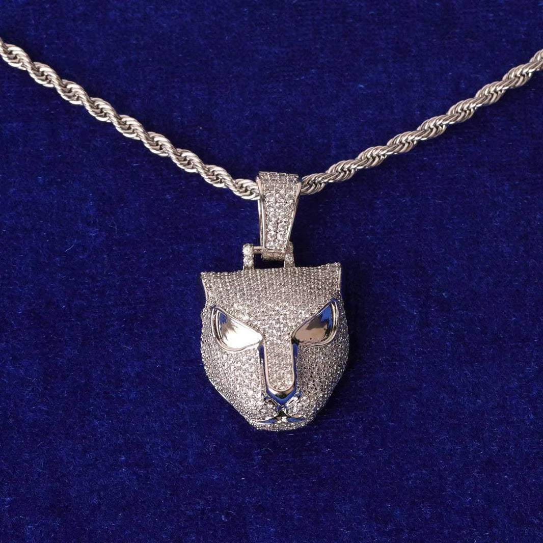 Animal Leopard Head Pendant Real Gold Plated Rapper Hip Hop Jewelry