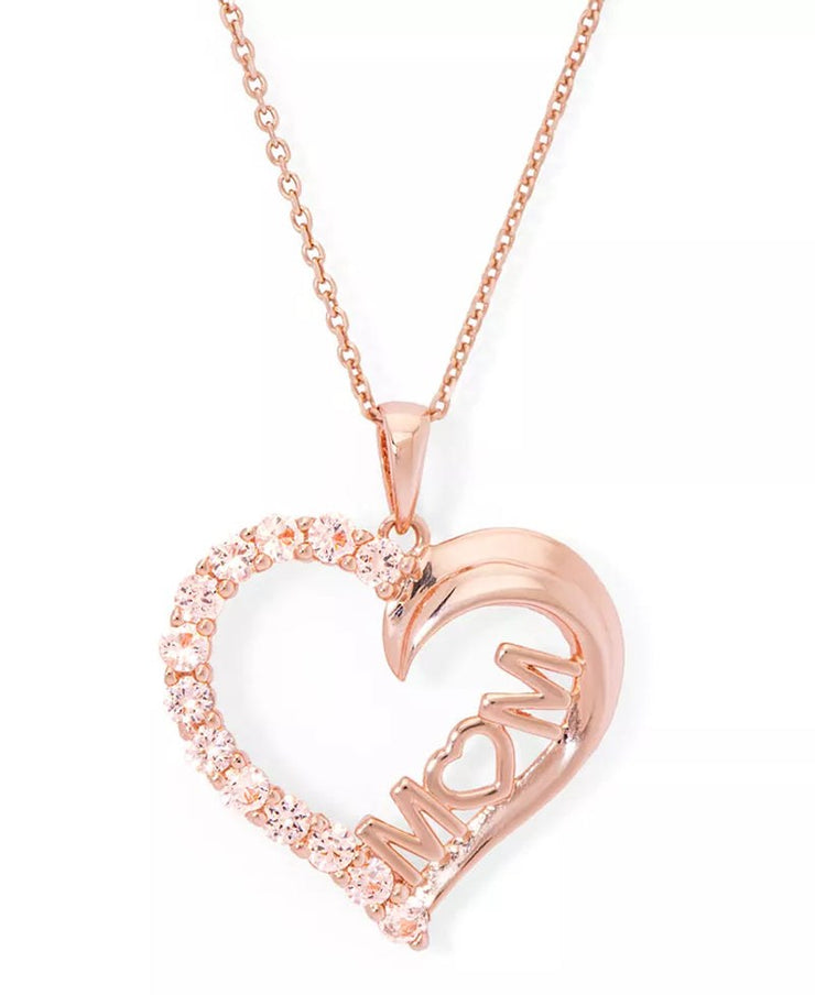 Gorgeous Simulated Morganite Mom Heart Pendant 18" Necklace