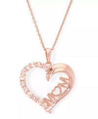 Gorgeous Simulated Morganite Mom Heart Pendant 18" Necklace