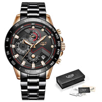 2022 New LIGE Fashion Mens Watches Stainless Steel Top Brand Luxury Sport Chronograph Quartz Withwatch for Men Relogio Masculino