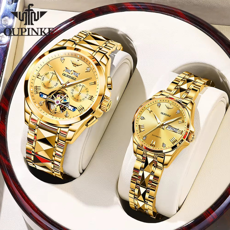 TOP Luxury Brand Couple Watches Pair for Men and Women Automatic Mechanical Lover'S Watches Waterproof Couple Watch Set