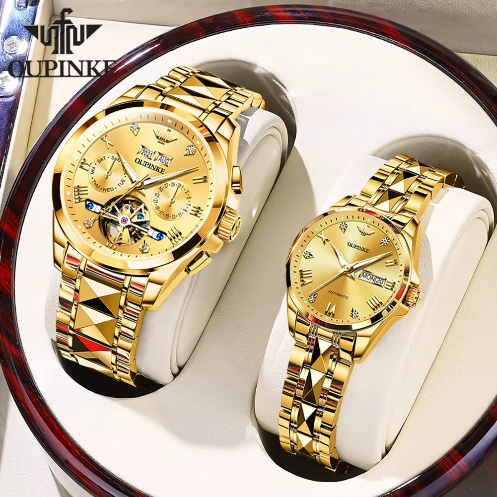 TOP Luxury Brand Couple Watches Pair for Men and Women Automatic Mechanical Lover'S Watches Waterproof Couple Watch Set