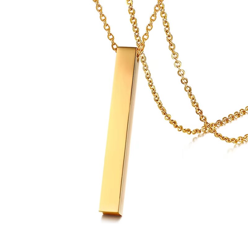 Custom Long Vertical Bar Necklace for Women Men Engrave Persoanlized Name Initial Pendant Stainless Steel Inspiration Gifts