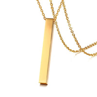 Custom Long Vertical Bar Necklace for Women Men Engrave Persoanlized Name Initial Pendant Stainless Steel Inspiration Gifts