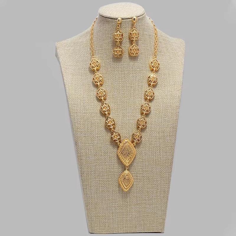 Dubai Gold Color Earrings/Necklaces/Jewelry Sets for Women Gold Color African/Nigeria Jewellery Gifts Band Gift Box