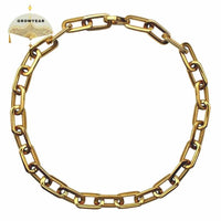 Thick Flat Rounded Rectangle Gold-Color Link Chain Necklace Men Women Stainless Steel Fashion Jewelry 1 Piece