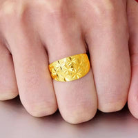 Fine 18K Gold Color Full Sky Star Rings for Women Men Bro Solid Plated Ring Adjustable Wedding Party Christmas Jewelry Gifts