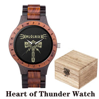 Viking Watches  Wooden Men Watch Top Japanese Quartz Movement Wristwatch with Helm of Awe Runic Circle Fashion Gift Box