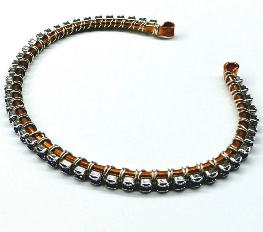 Wire Wrapped Amethyst Crystal Tennis Bracelet Bangle