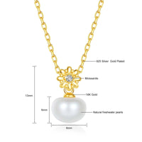 18K Gold Necklace Pendant round Natural Freshwater Pearl AU750 Yellow Gold Pendant Women'S Fine Jewelry Gift with Certificate